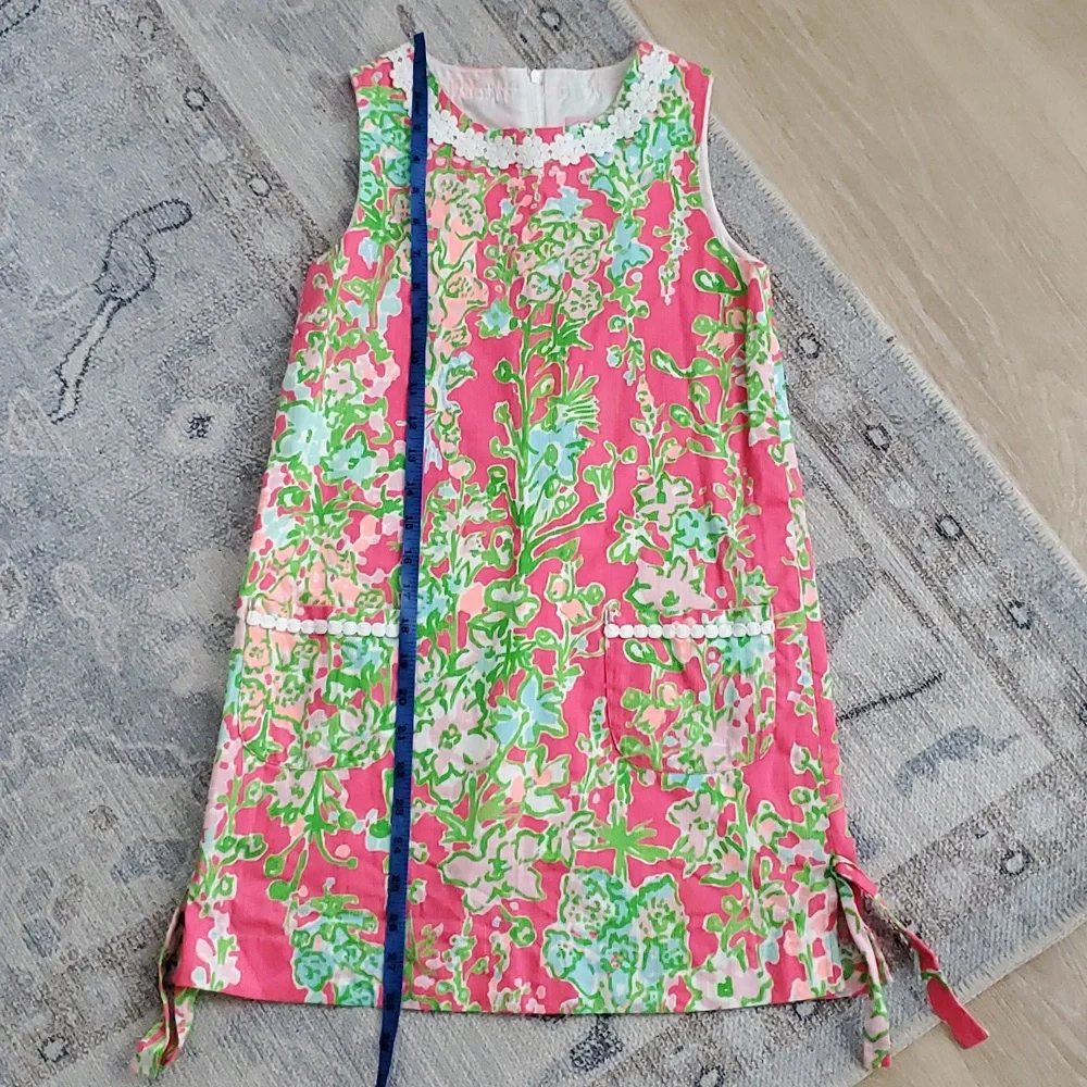 Lilly Pulitzer Girls Pink Green Floral Shift Dress Sz10